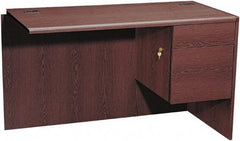 Hon - High Pressure Laminate Right Pedestal Desk - 48" Wide x 24" Deep x 29-1/2" High, Mahogany - Eagle Tool & Supply