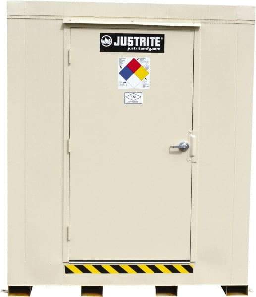 Justrite - 9 Drum, 155 Gal Sump Capacity, Locker - 7.91' Long x 7-1/2' Wide x 8.08' High, Galvanized Steel - Eagle Tool & Supply