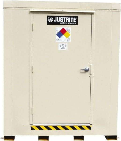 Justrite - 6 Drum, 105 Gal Sump Capacity, Locker - 7.91' Long x 5-1/2' Wide x 8.08' High, Galvanized Steel - Eagle Tool & Supply