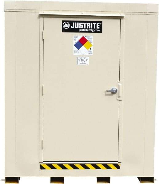 Justrite - 4 Drum, 71 Gal Sump Capacity, Locker - 6' Long x 5-1/2' Wide x 6.25' High, Galvanized Steel - Eagle Tool & Supply