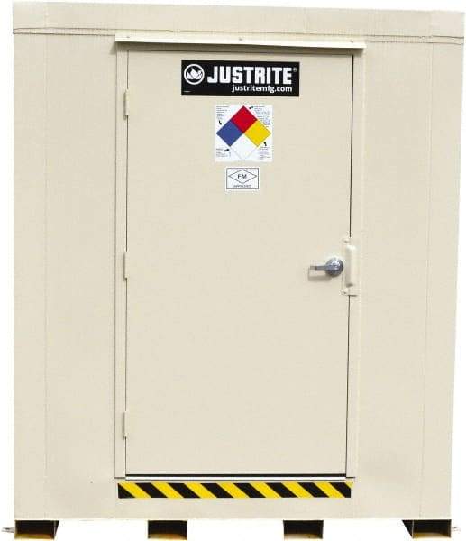 Justrite - 2 Drum, 75 Gal Sump Capacity, Locker - 6' Long x 3-1/2' Wide x 6.25' High, Galvanized Steel - Eagle Tool & Supply