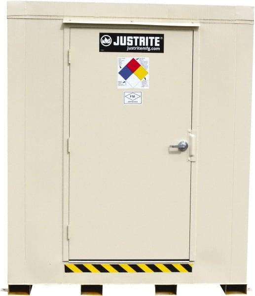 Justrite - 16 Drum, 288 Gal Sump Capacity, Locker - 10' Long x 9-1/2' Wide x 8.08' High, Galvanized Steel - Eagle Tool & Supply