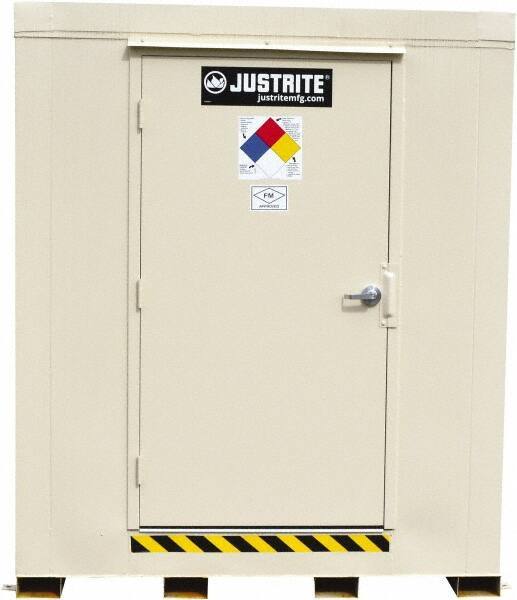 Justrite - 16 Drum, 288 Gal Sump Capacity, Locker - 10' Long x 9-1/2' Wide x 8.08' High, Galvanized Steel - Eagle Tool & Supply