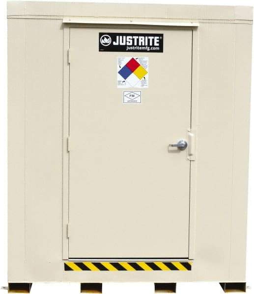 Justrite - 12 Drum, 221 Gal Sump Capacity, Locker - 7.33' Long x 10' Wide x 8.08' High, Galvanized Steel - Eagle Tool & Supply