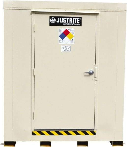 Justrite - 12 Drum, 221 Gal Sump Capacity, Locker - 7.33' Long x 10' Wide x 8.08' High, Galvanized Steel - Eagle Tool & Supply