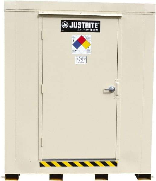 Justrite - 9 Drum, 168 Gal Sump Capacity, Locker - 8' Long x 7-1/2' Wide x 8.08' High, Galvanized Steel - Eagle Tool & Supply