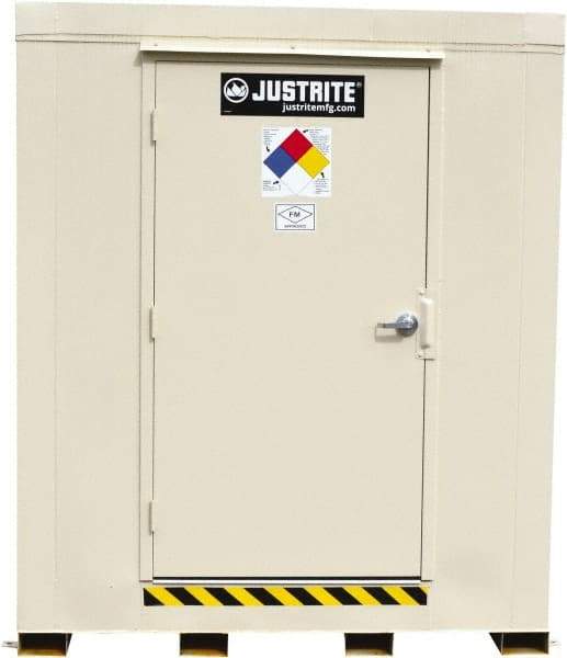 Justrite - 4 Drum, 80 Gal Sump Capacity, Locker - 6' Long x 5-1/2' Wide x 6.25' High, Galvanized Steel - Eagle Tool & Supply