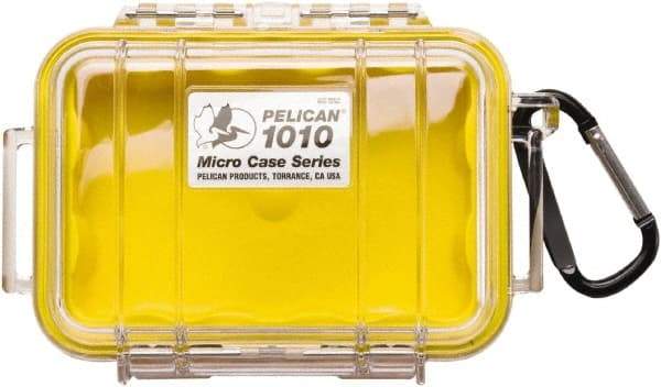 Pelican Products, Inc. - 4-1/16" Wide x 2-1/8" High, Clamshell Hard Case - Clear/Yellow, Polycarbonate - Eagle Tool & Supply