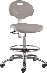 Bevco - 20-1/2 to 30-1/2" High Adjustable Height Swivel Stool - 27" Wide x 27" Deep, Polyurethane Seat, Gray - Eagle Tool & Supply