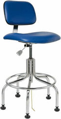 Bevco - 24-1/2 to 29-1/2" High Adjustable Height Swivel Stool - 22" Wide x 22" Deep, Vinyl Seat, Blue - Eagle Tool & Supply