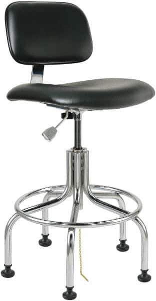 Bevco - 24-1/2 to 29-1/2" High Adjustable Height Swivel Stool - 22" Wide x 22" Deep, Vinyl Seat, Black - Eagle Tool & Supply