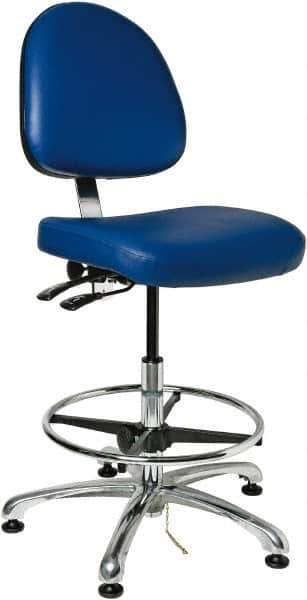 Bevco - 19 to 26-1/2" High Adjustable Height Swivel Stool - 27" Wide x 27" Deep, Vinyl Seat, Blue - Eagle Tool & Supply