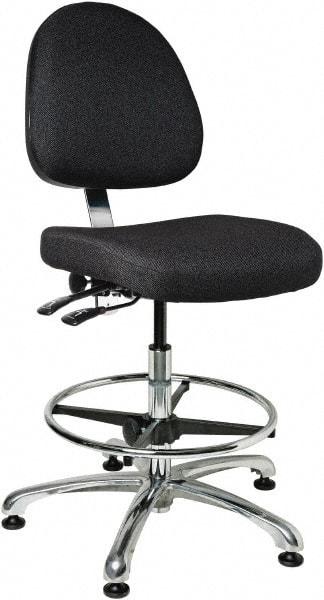 Bevco - 19 to 26-1/2" High Adjustable Height Swivel Stool - 27" Wide x 27" Deep, 100% Olefin Seat, Ebony - Eagle Tool & Supply