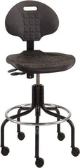 Bevco - 25 to 30" High Adjustable Height Swivel Stool - 27" Wide x 22" Deep, Polyurethane Seat, Black - Eagle Tool & Supply