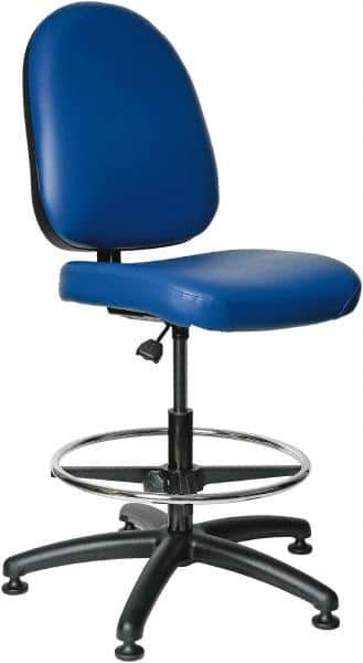 Bevco - 20 to 27-1/2" High Adjustable Height Swivel Stool - 27" Wide x 27" Deep, Vinyl Seat, Blue - Eagle Tool & Supply