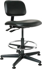 Bevco - 19-1/2 to 27" High Adjustable Height Swivel Stool - 27" Wide x 27" Deep, Vinyl Seat, Black - Eagle Tool & Supply