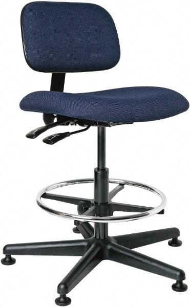 Bevco - 19-1/2 to 27" High Adjustable Height Swivel Stool - 27" Wide x 27" Deep, 100% Olefin Seat, Navy - Eagle Tool & Supply