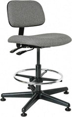 Bevco - 19-1/2 to 27" High Adjustable Height Swivel Stool - 27" Wide x 27" Deep, 100% Olefin Seat, Gray - Eagle Tool & Supply