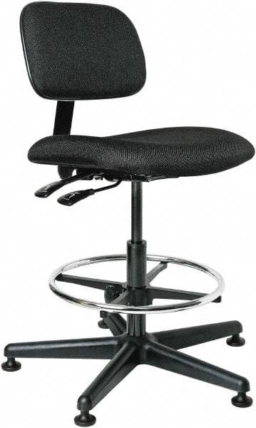 Bevco - 19-1/2 to 27" High Adjustable Height Swivel Stool - 27" Wide x 27" Deep, 100% Olefin Seat, Black - Eagle Tool & Supply