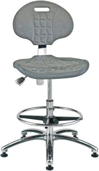 Bevco - 20-1/2 to 30-1/2" High Adjustable Height Swivel Stool - 27" Wide x 27" Deep, Polyurethane Seat, Gray - Eagle Tool & Supply