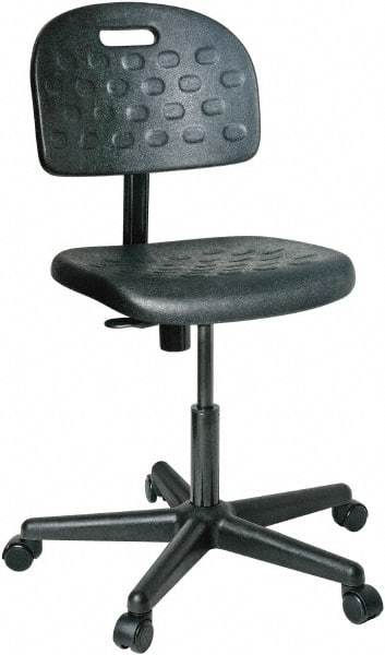 Bevco - 16 to 21" High Adjustable Height Swivel Stool - 25" Wide x 25" Deep, Polyurethane Seat, Black - Eagle Tool & Supply