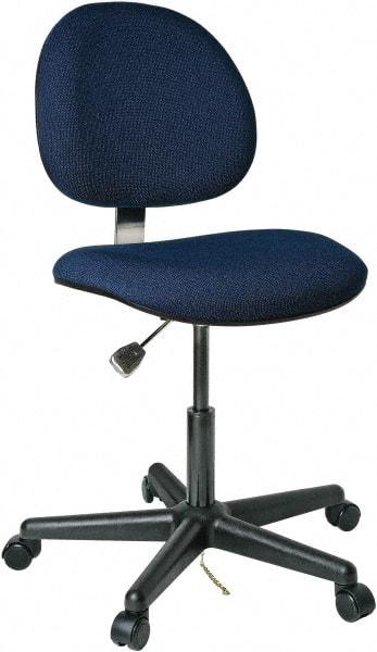 Bevco - 17 to 22" High Adjustable Height Swivel Stool - 25" Wide x 25" Deep, Conductive Cloth Seat, Navy - Eagle Tool & Supply