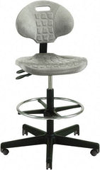 Bevco - 21 to 31" High Adjustable Height Swivel Stool - 27" Wide x 27" Deep, Polyurethane Seat, Gray - Eagle Tool & Supply