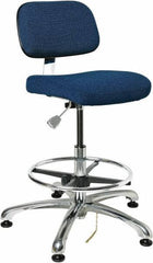 Bevco - 19 to 26-1/2" High Adjustable Height Swivel Stool - 27" Wide x 27" Deep, Conductive Cloth Seat, Navy - Eagle Tool & Supply