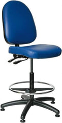 Bevco - 24 to 34" High Adjustable Height Swivel Stool - 27" Wide x 27" Deep, Vinyl Seat, Blue - Eagle Tool & Supply