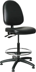 Bevco - 24 to 34" High Adjustable Height Swivel Stool - 27" Wide x 27" Deep, Vinyl Seat, Black - Eagle Tool & Supply