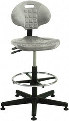 Bevco - 21 to 31" High Adjustable Height Swivel Stool - 27" Wide x 27" Deep, Polyurethane Seat, Gray - Eagle Tool & Supply