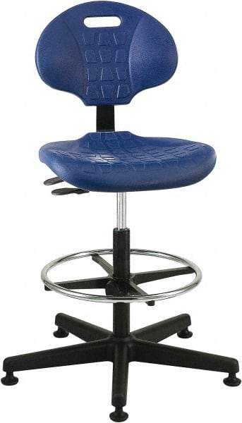 Bevco - 21 to 31" High Adjustable Height Swivel Stool - 27" Wide x 27" Deep, Polyurethane Seat, Blue - Eagle Tool & Supply