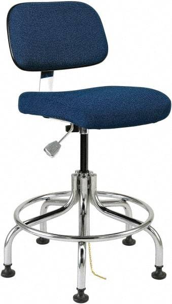 Bevco - 20 to 25" High Adjustable Height Swivel Stool - 27" Wide x 22" Deep, Conductive Cloth Seat, Gray - Eagle Tool & Supply