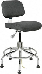 Bevco - 20 to 25" High Adjustable Height Swivel Stool - 27" Wide x 22" Deep, Conductive Cloth Seat, Gray - Eagle Tool & Supply