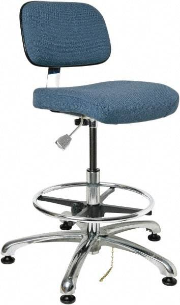 Bevco - 19 to 26-1/2" High Adjustable Height Swivel Stool - 27" Wide x 27" Deep, Conductive Cloth Seat, Slate Blue - Eagle Tool & Supply