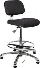 Bevco - 19 to 26-1/2" High Adjustable Height Swivel Stool - 27" Wide x 27" Deep, Conductive Cloth Seat, Ebony - Eagle Tool & Supply