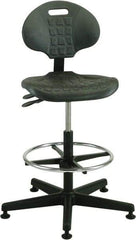 Bevco - 21 to 31" High Adjustable Height Swivel Stool - 27" Wide x 27" Deep, Polyurethane Seat, Black - Eagle Tool & Supply