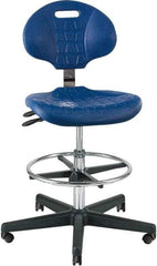 Bevco - 21 to 31" High Adjustable Height Swivel Stool - 27" Wide x 27" Deep, Polyurethane Seat, Blue - Eagle Tool & Supply