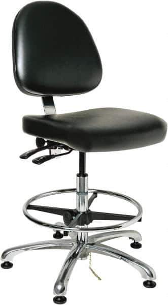 Bevco - 19 to 26-1/2" High Adjustable Height Swivel Stool - 27" Wide x 27" Deep, ESD Vinyl Seat, Black - Eagle Tool & Supply