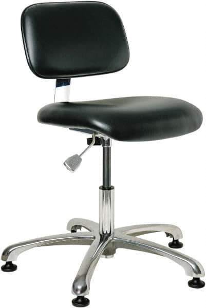 Bevco - 17 to 22" High Adjustable Height Swivel Stool - 25" Wide x 25" Deep, Vinyl Seat, Black - Eagle Tool & Supply