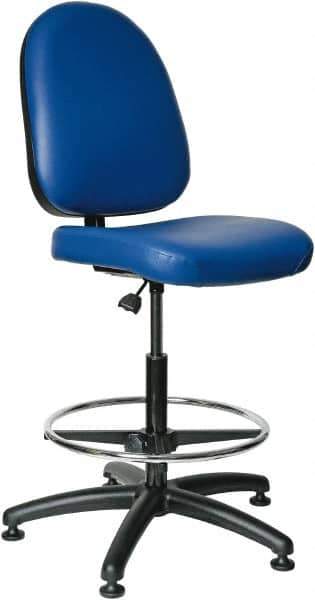 Bevco - 24 to 34" High Adjustable Height Swivel Stool - 27" Wide x 27" Deep, Vinyl Seat, Blue - Eagle Tool & Supply