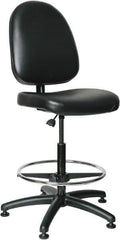 Bevco - 24 to 34" High Adjustable Height Swivel Stool - 27" Wide x 27" Deep, Vinyl Seat, Black - Eagle Tool & Supply