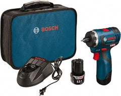 Bosch - 12 Volt 3/8" Chuck Pistol Grip Handle Cordless Drill - 0-400 & 0-1400 RPM, Reversible, 2 Lithium-Ion Batteries Included - Eagle Tool & Supply