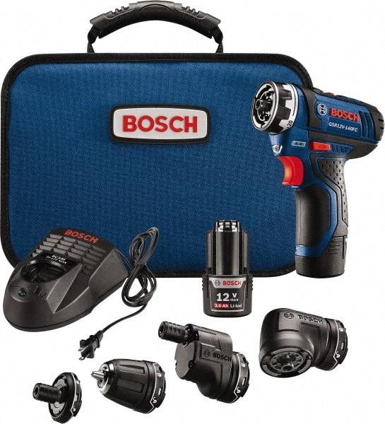 Bosch - 12 Volt 1/4" Chuck Pistol Grip Handle Cordless Drill - 0-400 & 0-1300 RPM, Reversible, 2 Lithium-Ion Batteries Included - Eagle Tool & Supply