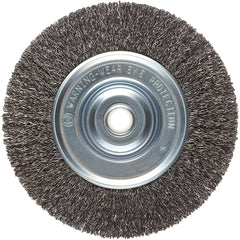 ‎Vortec Pro 6″ Medium Face Crimped Wire Wheel, .014″ Steel Fill, 5/8″-1/2″ Arbor Hole, Retail Pack - Eagle Tool & Supply