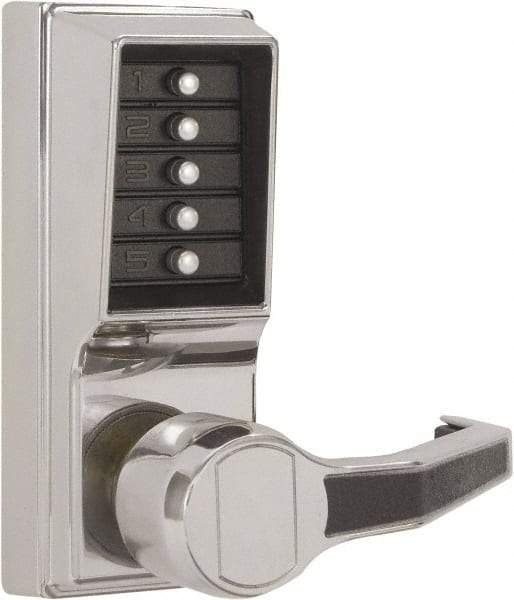 Kaba Access - Combination Entry Lever Lockset - 2-3/4" Back Set, No Cylinder, Zamak3, Satin Chrome Finish - Eagle Tool & Supply