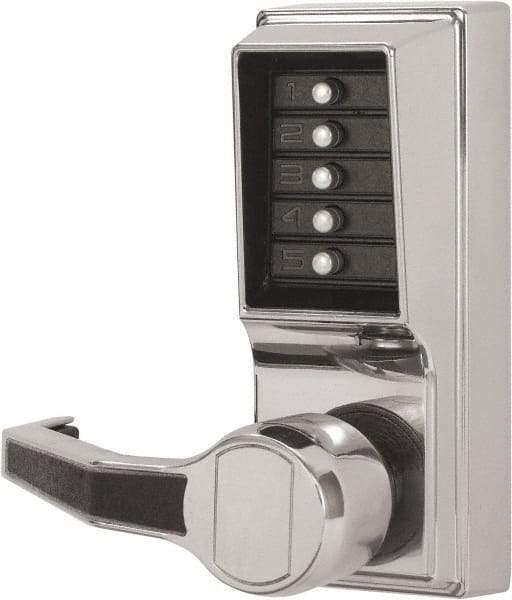 Kaba Access - Combination Entry Lever Lockset - 2-3/4" Back Set, Nonkey Override Cylinder, Zamak3, Satin Chrome Finish - Eagle Tool & Supply