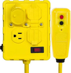 Tower - 4 Outlets, 125 Volt, 15 Amp, Yellow, Quad Outlet Box - 5-15P, 5-15R NEMA Configuration, 6 Ft. Long, cUL Listed, OSHA, UL File E174279 - Eagle Tool & Supply
