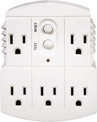 Tower - 5 Outlets, 125 Volt, 15 Amp, White, GFCI 5b Outlet Adapter - 5-15P, 5-15R NEMA Configuration, cUL, UL File E174279 - Eagle Tool & Supply