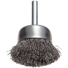 Vortec Pro 3″ Crimped Wire Cup Brush, .014″ Steel, 1/4″ Stem, Fill, Retail Pack - Eagle Tool & Supply